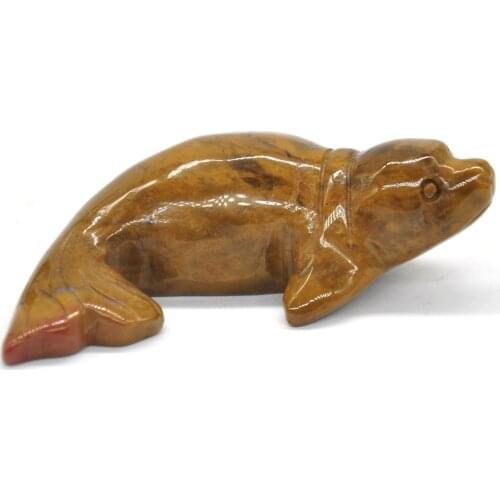 2.6" Seal Sculpture Natural Stone Carved Decor Healing Crystals Quartz Statue Ornament