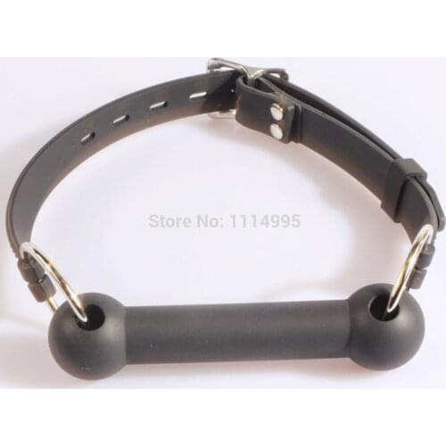 Smspade Oral sex Black silicone dog Bone gag, mouth gag bondage restraint mouth ball gag for adult game sex products KX09