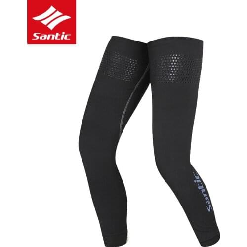 Santic 1 Pair Cycling Leg Warmers Outdoor Sports Autumn Winter Warm Leg Sleeve Knee Warmers Anti-UV Running Gambali Ciclismo