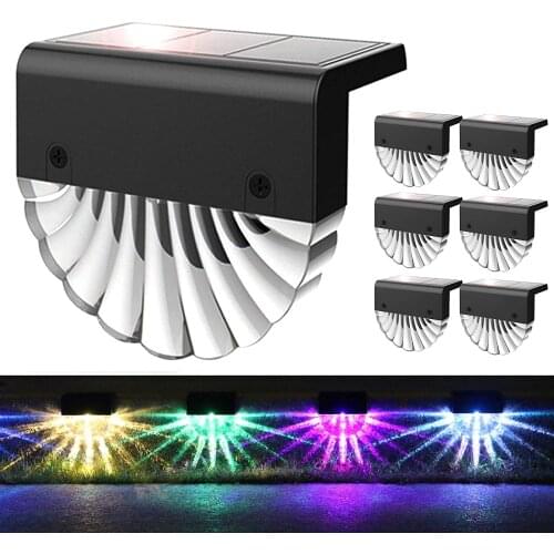 LED Outdoor light Acrylic Shell Solar RGB Color Warm White Stair Lamp Outdoor Garden Courtyard Step Fence Wall Light 1W