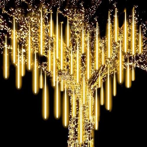 Thrisdar Upgrade Meteor Shower Rain Light 50CM 384LED Christmas Tree Falling Raindrop Light Waterfall Icicle Fairy String Lights