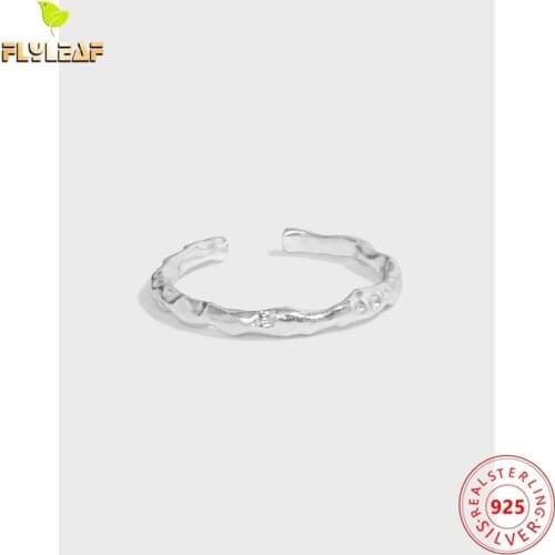 925 Sterling Silver Irregular Texture Open Rings For Women INS Pop Style 18k gold Female Fine Jewelry