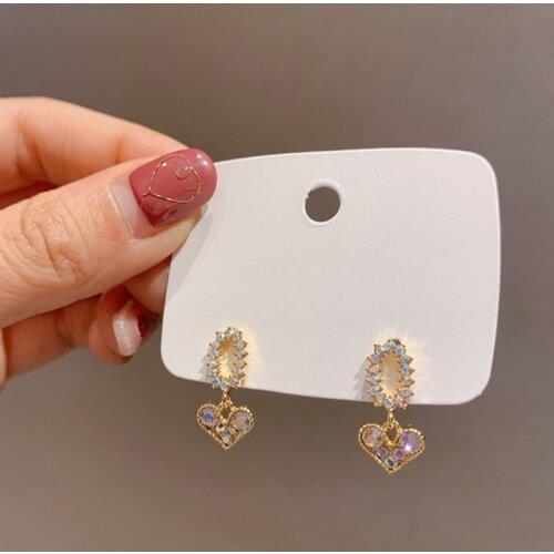 1 Pair Fashion Crystal Zircon Love Heart Earrings for Women Drop Earrings Sweet Female Jewelry Gifts