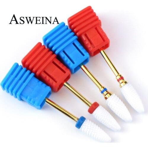 1pc Ceramic Nail Drill Bit Gold Shank Milling Cutters Bits For Electric Manicure Machine Burr Accessories Nail Art Tools