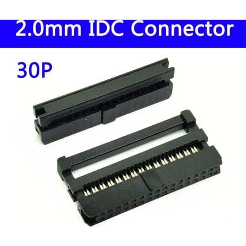 100PCS FC-30P IDC Socket 30 Pin Dual Row Pitch 2.0mm IDC Connector 2X15pin cable socket