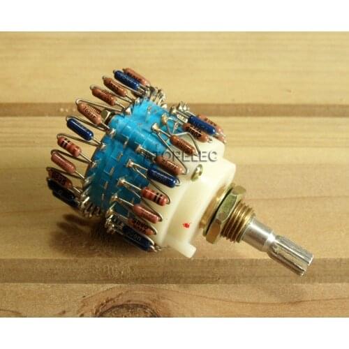 10K/50K/100K/250K DALE 23 Step Attenuator Dual-Unit Stereo Volume Potentiometer 2-gang