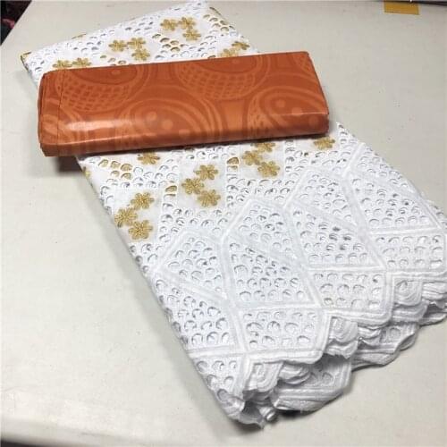 2.5yards yellow Embossed Bazin Richce Brocade Fabric with 2.5yard Swiss Voile Lace for Femme Robe New Bazin Riche Brode Fabric