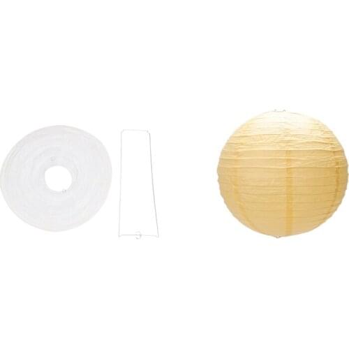 2 x Chinese Japanese Paper Lantern Lampshade for Party Wedding, 40cm(16inch), Creamy-White & Deep Yellow