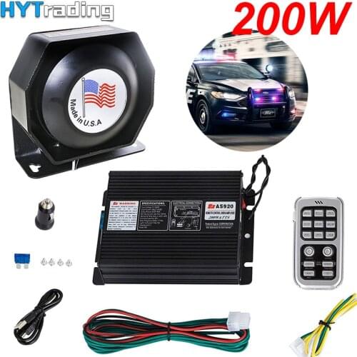 200W 18 Sound Loud Car and Truck Warning Alarm Police Siren Horn 18 Tones Ambulance Emergency Electronic Horn Kit PA MIC System