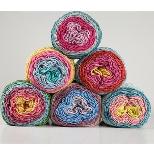 3 Balls Rainbow Cotton Blended Yarn 100g/Ball 5 Stransds Baby Sweater Hat Scarf Sofa Cushion Cover Knitting Handmade DIY Gift