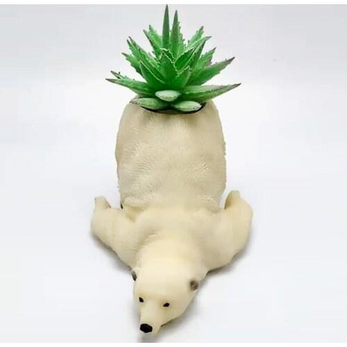 3d cute polar bear vase silicone mold diy concrete plaster plant small flowerpot mold interior decoration tool
