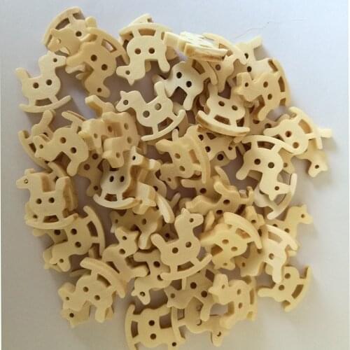 50Pcs Wood Horse Cartoons Buttons Horse Sewing Clothes Accessories DIY Scrapbooking Craft Clothing Button for Handmade