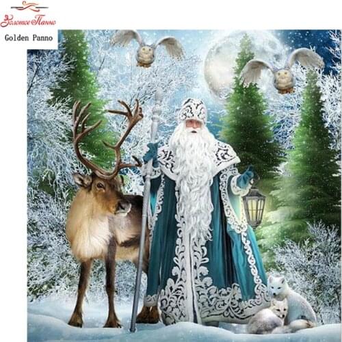 GOLDEN PANNO Diamond Painting Full Square 5D Diy Daimond Embroidery Diamant Mosaic Sale Displasy Broderie Diamant Santa Claus 02