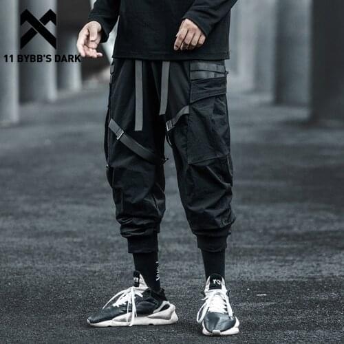 11 BYBBS DARK 2020 Streetwear Multi Pockets Ribbons Cargo Pant Man Hip Hop Tactical Function Pants Elastic Jogger Men Trousers