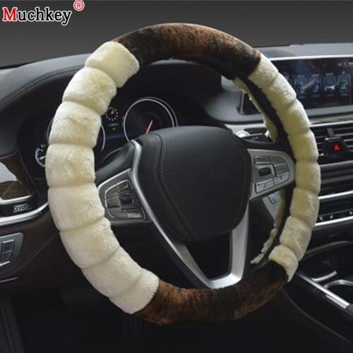 38cm Plush Steering Wheel Cover New Fashionable Color Matching Soft warm No Bad Smell Auto Interior Accessories