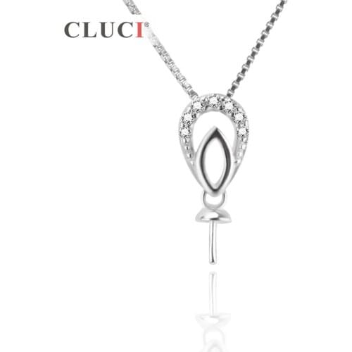 CLUCI 925 sterling silver Tiny crystal Pendant accessary for pearl necklace making, fit 7-8mm pearl, Women Fine Jewelry SP236SB