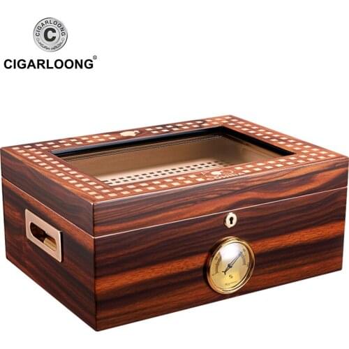 COHIBA Humidor Cedar wood translucent skylight with hygrometer humidifier CA-0127