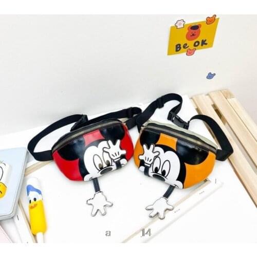 Disney Childrens Messenger Bag 2021 Autumn New Baby Girls Cartoon Cute Mickey Waist Bag Fashion Kids Baby Boys Chest Bag
