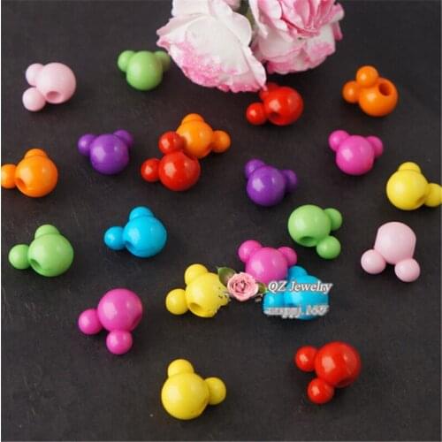 DIY Childrens Toys Cartoon Mickey Acrylic Beads Bracelet Necklace Crafts Jewery Findings Mixed 15x16mm 30Pcs/Set