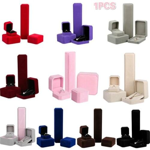 Elegant Wedding Ring Display Box Velvet Earrings Bracelet Gift Packaging Box Portable Pendant Necklace Storage Case