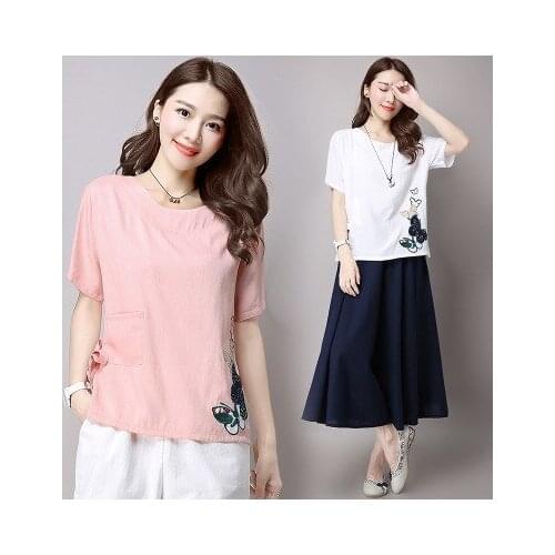 Shirt T White Women Shirts Tops Tee Shirt femme Vogue T Shirt Vs Pink Mothers Day Embroidery Folk-Custom Groot KJ066 s ops ee