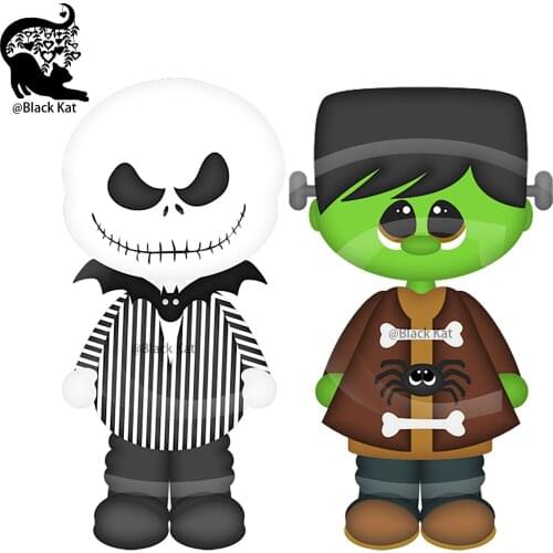 Halloween Scrapbooking Skeleton Zombie Cyborg Kids Metal Cutting Dies Trick or Treat Dies Holiday Gift Card