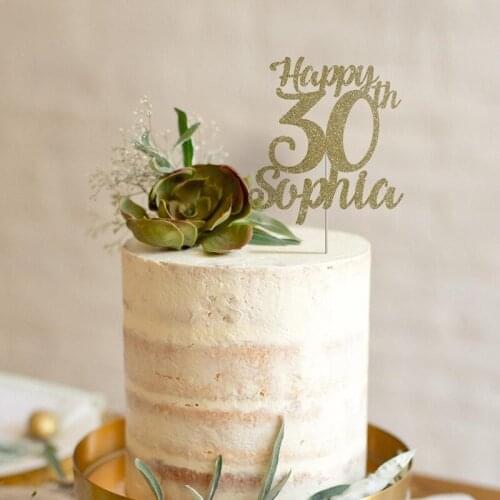 Personalised Name and Age Birthday glitter Cake Topper. 20th,30th, 40th, 50th, 60th, 70th, 80th, 90th, birthday custom any text