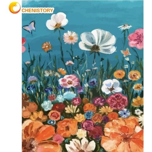 CHENISTORY Coloring By Numbers Planted Drawing Canvas Acrylic Diy Oil Painting By Number Adults Wall Art Handpainted Home Decor