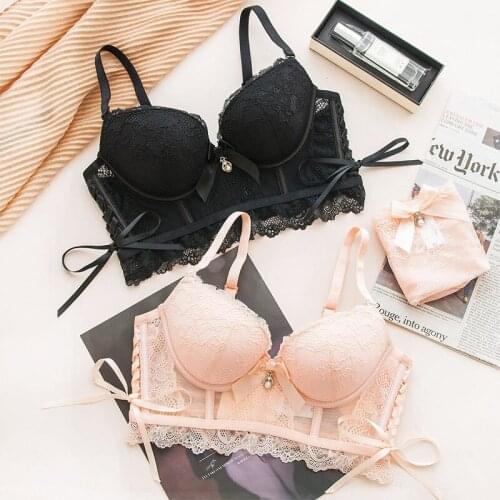 Roseheart New Women Fashion Sexy Lingerie Lace Straps Bralette Cotton Panties Push Up Underwire Bra Sets Underwear Big Size