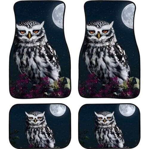 Aimaao Moon Owl Print Rubber Car Floor Mat 4 Piece For Auto Suvs Vans Trucks All Season For Women Men For Audi A4 A5 Sportba