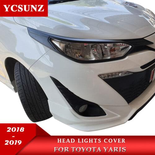 Head Lights Cover For Toyota Yaris Hatchback Sedan 2018 2019 Accessories Front headlight Lamp Hood Parts For toyota yaris Ycsunz