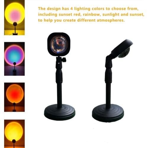 Sunset Projection Lamp Rainbow Atmosphere Led Night Light Sunset Light For Home Bedroom Background Wall USB Table Lamp