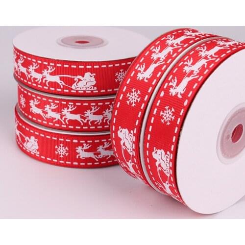 1 Roll 10 Yards Width 2cm Merry Christmas Santa Claus Sled Deer Silk Ribbon Kids Gift Packing Rope Christmas New Year Home Decor