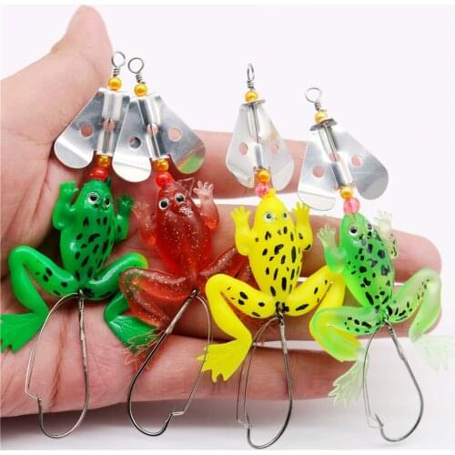 4pcs/lot Hot Frogs Fishing Lure Kit Rubber Soft Fishing Lures with Hook Bass Spoon Lures For Carp Fishing Accessories Pesca