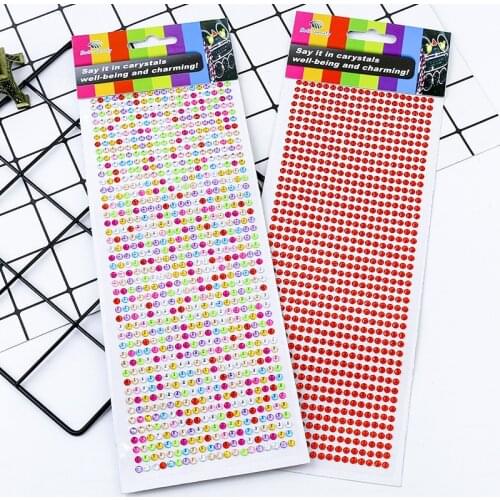 800Pcs/set 4mm Self Adhesive Rhinestones Acrylic Stickers for phone for face DIY Decal Scrapbooking Stickers Kids Rhinestones