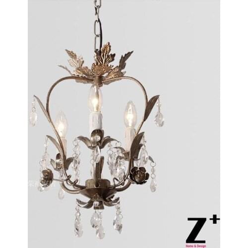 K9 Crystal Palais Iron Leaf Pendant Light Iron Body French Vintage Country Style Restaurant Dinning Room Free Shipping