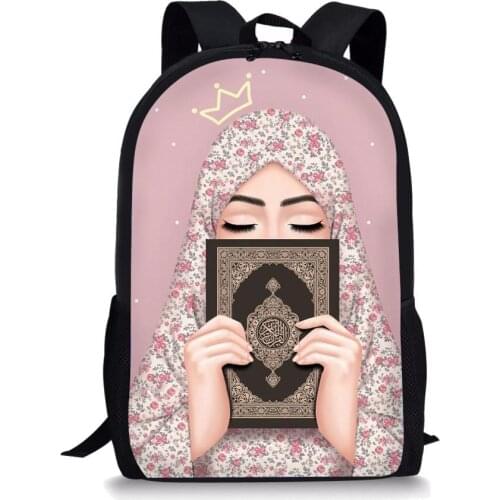 Muslim Girl Love Book Print Women Men Backpacks Casual Students Laptop Daypacks Fashion Travel Daily Girls Knapsack