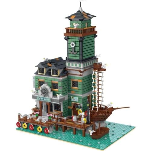 Fisherman Hut Series Creative Street View Of Dockyard Restaurant Small Particles Assembled Childrens Toy Building Blocks