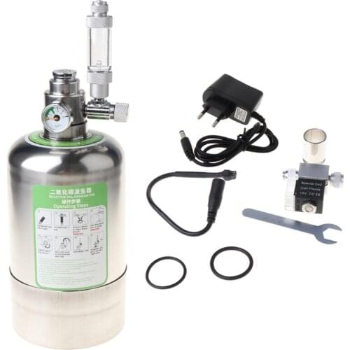 Aquarium DIY CO2 Generator System Stainless Steel Bottle Tools with Pressure Gauge Automatic Pressure Relief Valve Bubble Counte
