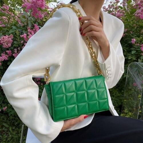Soft Pu Leather Chain Shoulder Bag Fashion Design Casual Women Purses and Handbag Green Clutch Tote Bags for Women High Quality