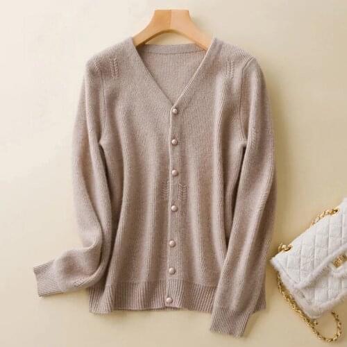 Temperament Spring Autumn Knitted Cardigan Sweater Women V-Neck Solid Large Loose Casual Tops Fashion Female Coat RE2077