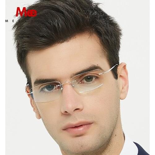 Meeshow Titanium Eye Glasses Frame for Men Ultralight Rimless Eyeglasses Women Prescription Myopia Hyperopia Optical Frame 2020