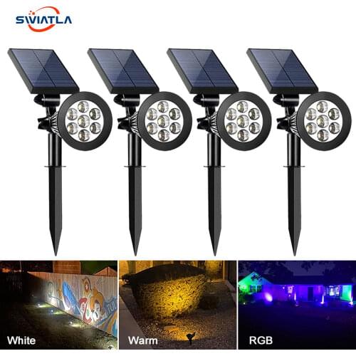 4/7 LED Outdoor Solar Spotlights Solar Lawn Footpath Ground Lights IP65 Waterproof Garden Courtyard Lights Color Changing Lights
