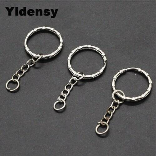 Yidensy 20pcs Key Chain Antique Bronze Red Copper Silver Color Keychian Key Ring for Charms Pendant DIY Jewelry Making Findings