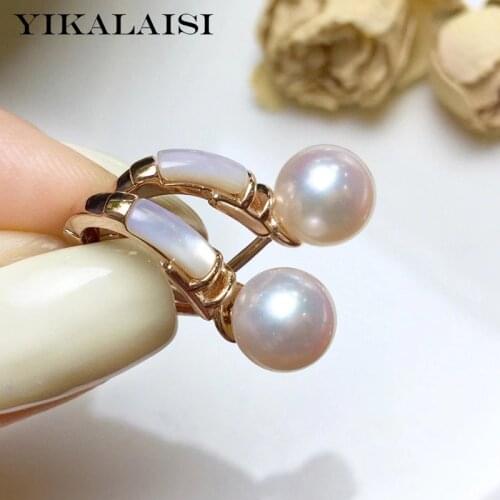 YIKALAISI 6-7mm Round Natural Freshwater Pearl Earrings Jewelry For Women 925 Sterling Silver Earrings New Arrivals Wholesales