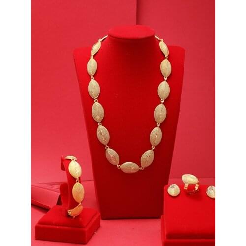 24K Dubai Jewelry sets high Quality Gold Color plated unique Design Wedding jewelry set