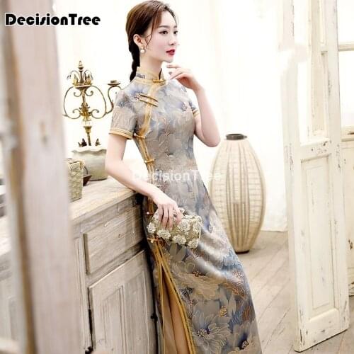 2021 chinese dress qipao vintage evening party vestido long robe cheongsam traditional for women chinese dance qipao dress