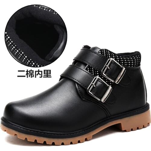 Winter Martin Boots Kids Shoes Boy British Style Child Casual Sneakers Pu Leather Plus Velvet Keep Warm Snow Boots Fashion Shoes