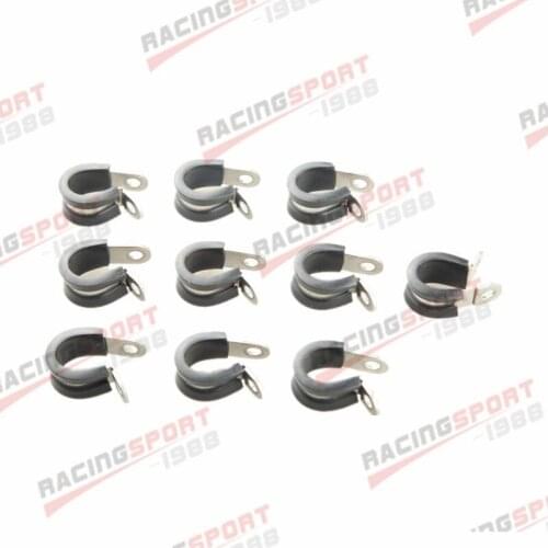 10PCS 1/2" 304 Stainless Steel Cushioned Hose Mounting Clamp Loop Strap Black