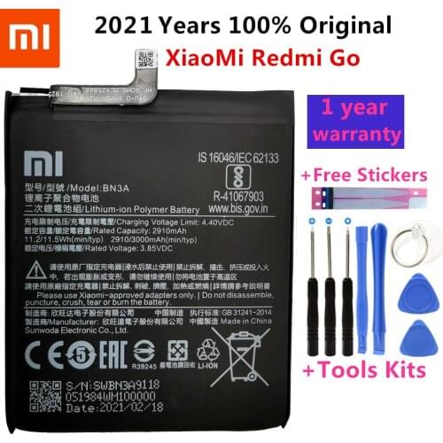 100% Original Xiaomi BN3A 3000mAh Battery For XiaoMi Redmi Go BN3A Batterie Bateria Accumulator Smart Phone Battery